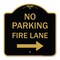 Signmission No Parking Fire Lane W/ Right Arrow, Black & Gold Aluminum Sign, 18" x 18", BG-1818-23735 A-DES-BG-1818-23735 - alternate 1
